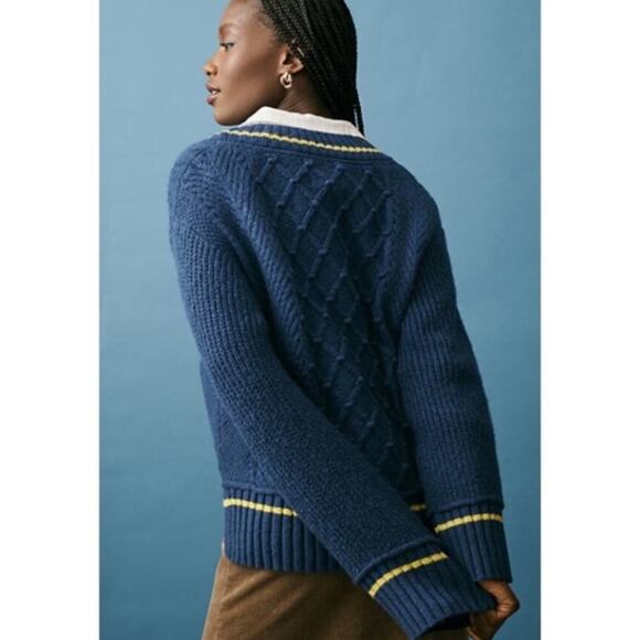 Maeve By Anthropologie The Tillie V-Neck Pullover Sweater by Maeve SZ XXS Preppy - Picture 12 of 14